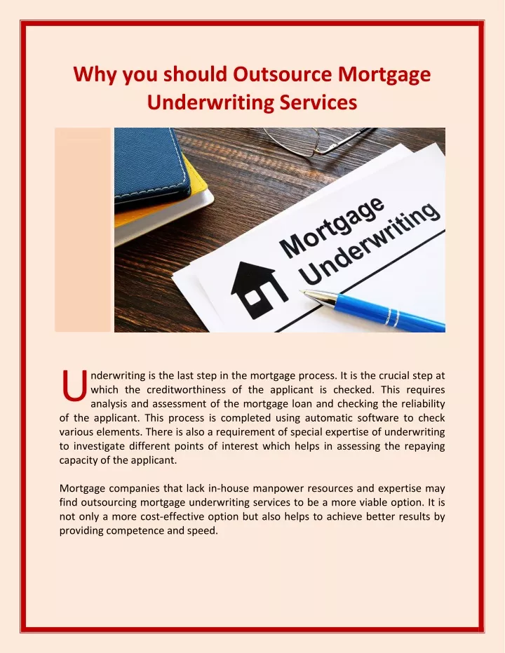 why you should outsource mortgage underwriting
