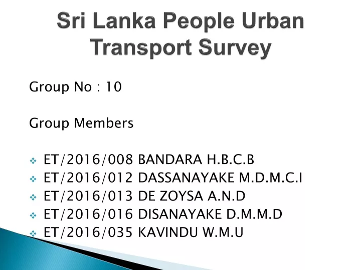 sri l anka people urban transport survey