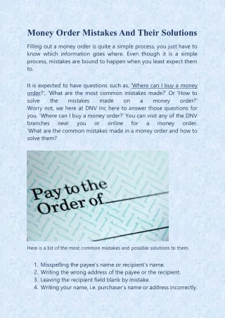 money order mistakes and their solutions