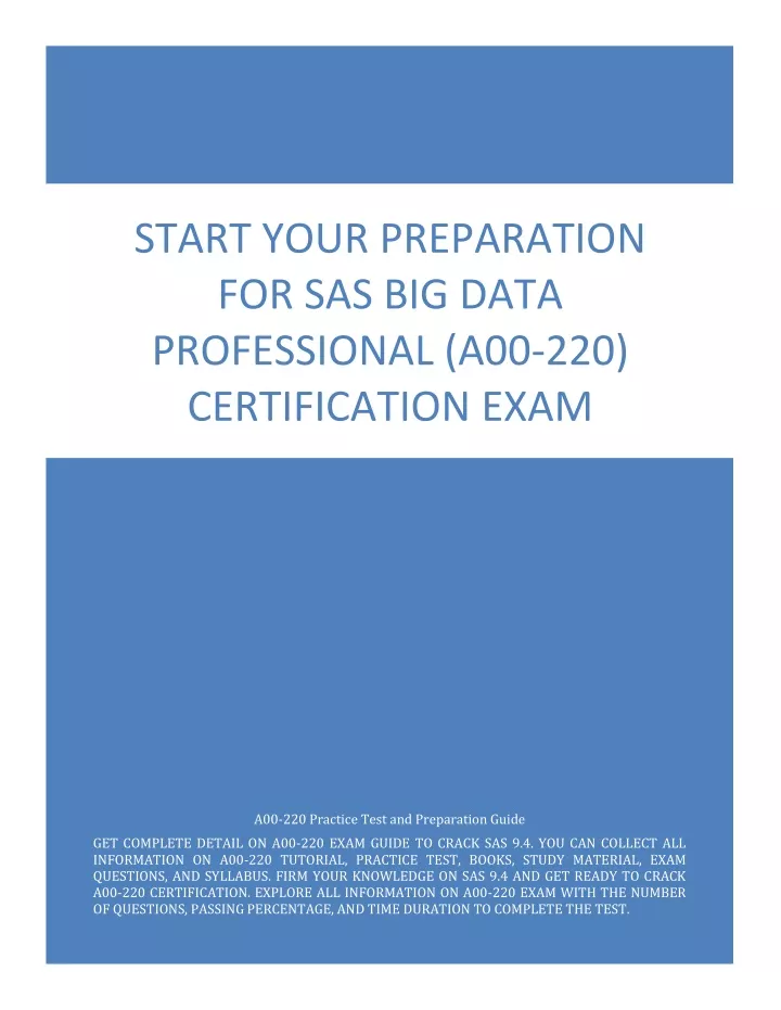 start your preparation for sas big data