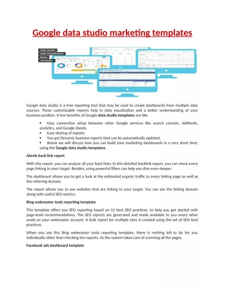 google data studio marketing templates