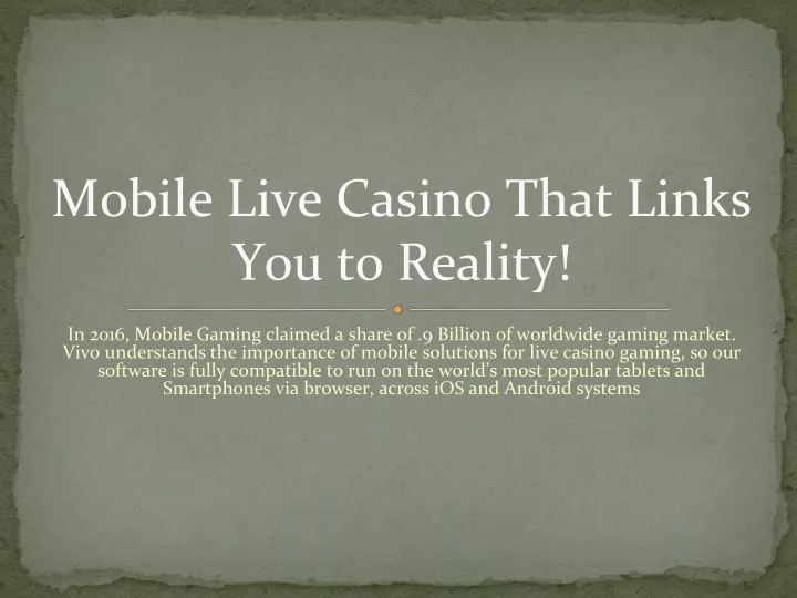 mobile live casino that links you to reality