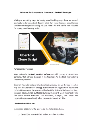 what are the fundamental features of ubertaxi