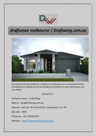 draftsman melbourne draftwing com au