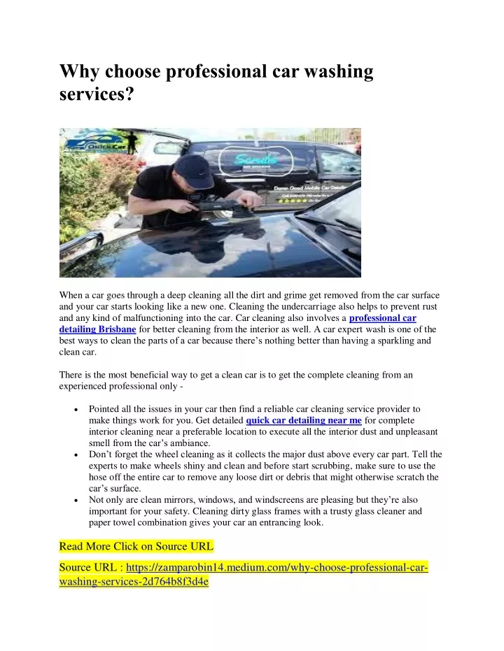 why choose professional car washing services