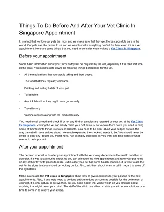 Things To Do Before And After Your Vet Clinic In Singapore Appointment