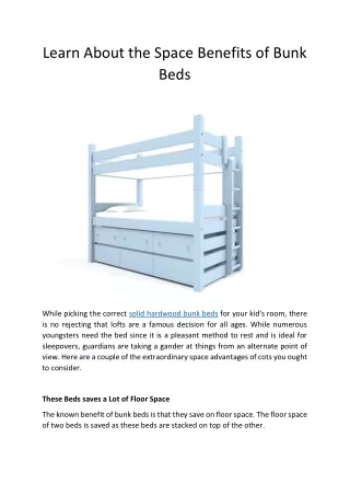 learn about the space benefits of bunk beds