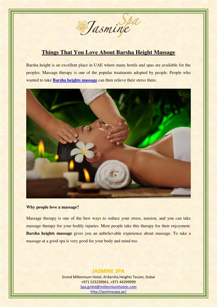 things that you love about barsha height massage