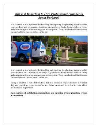 Why is it Important to Hire Professional Plumber in Santa Barbara?