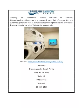 Commercial Laundry Machines Brisbane | Brisbanelaundryrentals.com.au