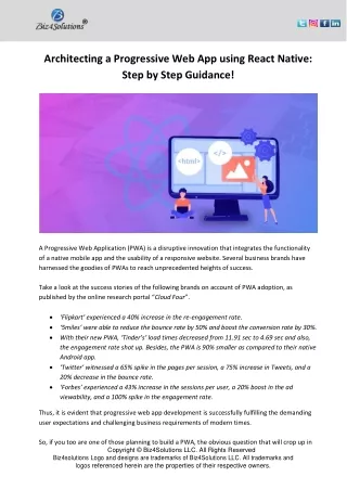architecting a progressive web app using react