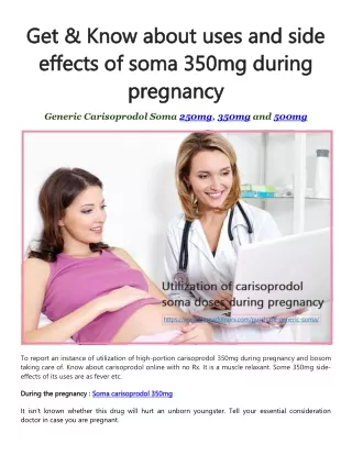 Get & Know about uses and side effects of soma 350mg during pregnancy