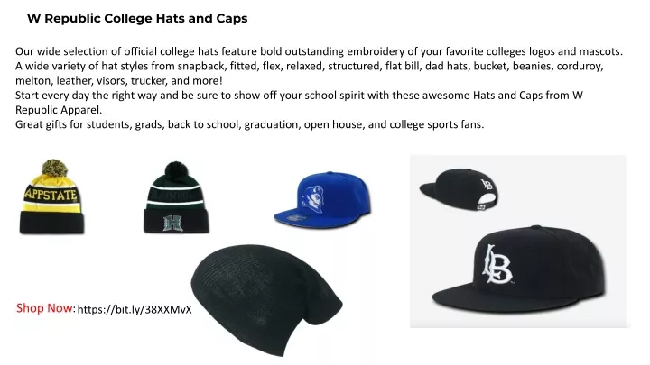 w republic college hats and caps