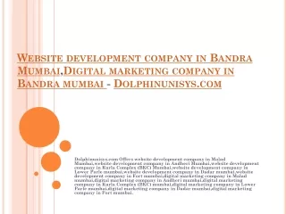 Website development company in Bandra Mumbai,Digital marketing company in Bandra mumbai - Dolphinunisys.com