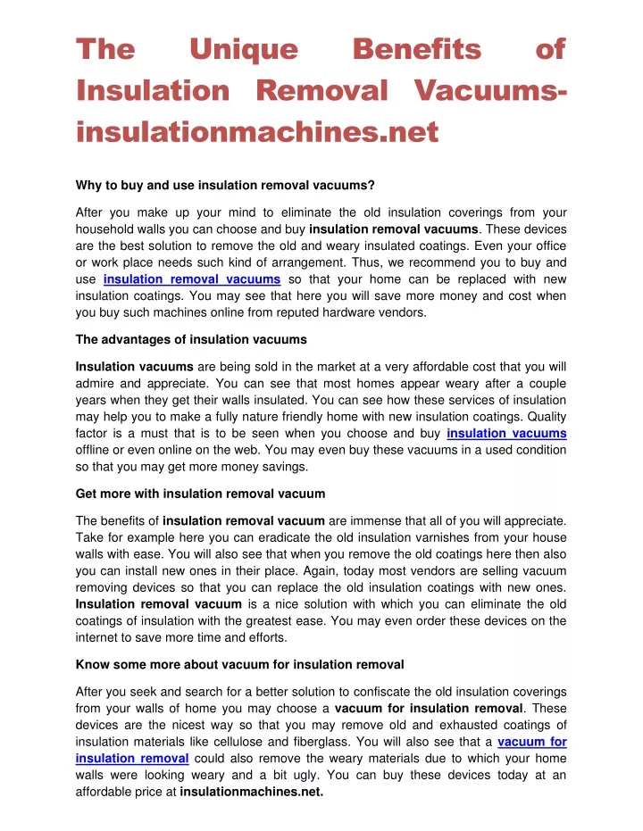 the insulation removal vacuums insulationmachines
