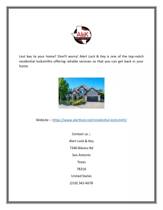 Find Home & Residential Locksmith in San Antonio TX