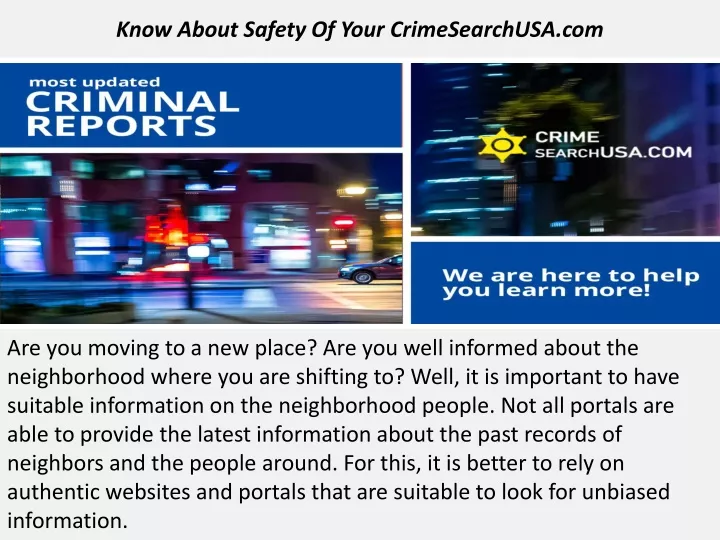 know about safety of your crimesearchusa com