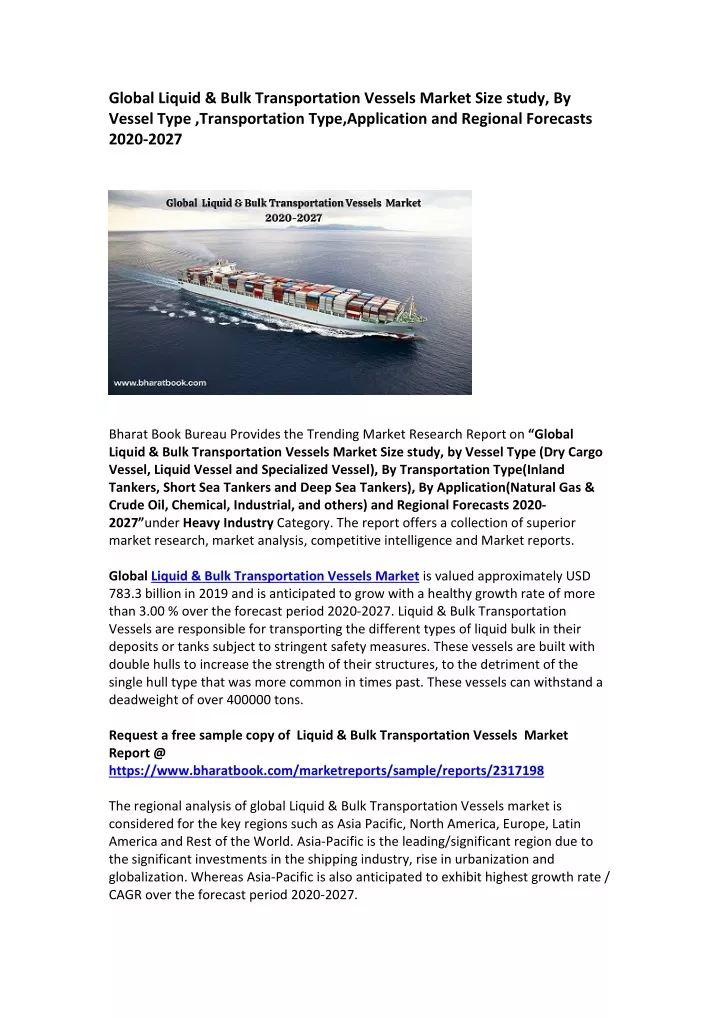 global liquid bulk transportation vessels market