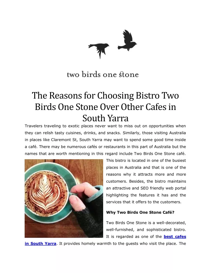 the reasons for choosing bistro two birds