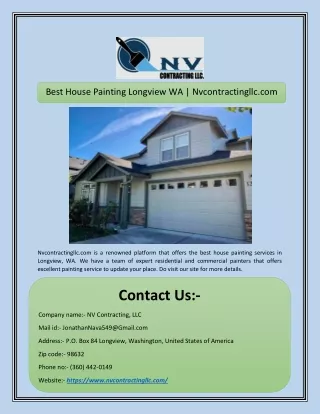 Best House Painting Longview WA | Nvcontractingllc.com