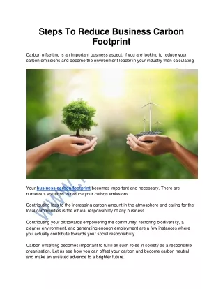 Steps To Reduce Business Carbon Footprint