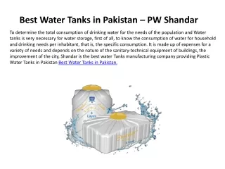 Water Tanks in Pakistan