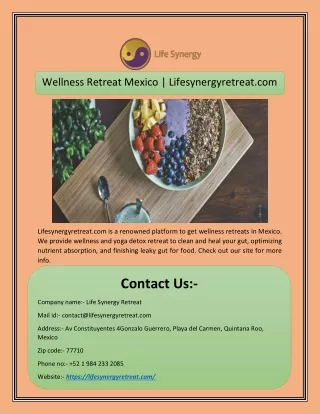 Wellness Retreat Mexico | Lifesynergyretreat.com