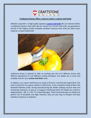 craftstone knives offers a way to create a custom