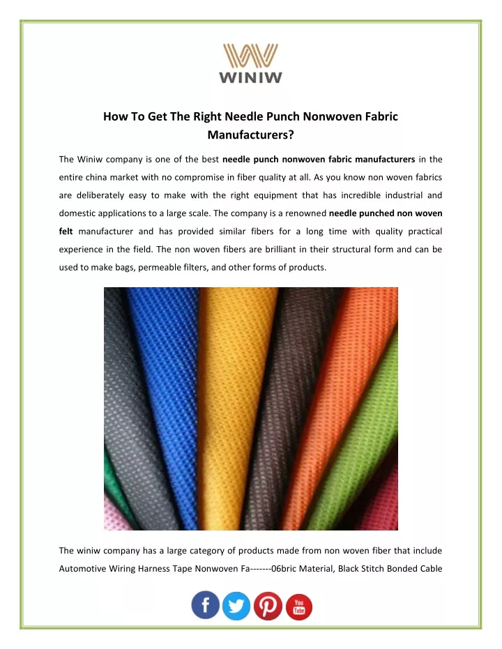 how to get the right needle punch nonwoven fabric