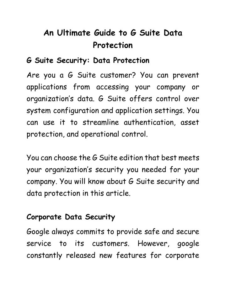 an ultimate guide to g suite data protection