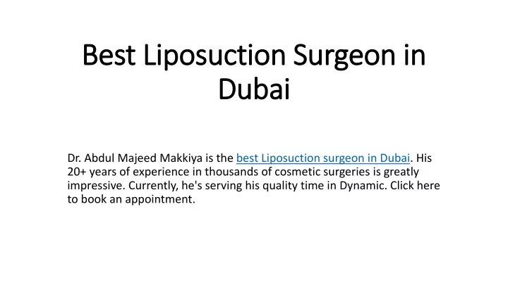 best liposuction surgeon in dubai