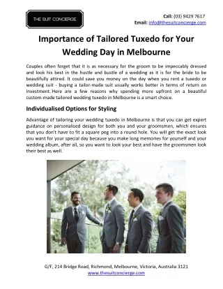 call 03 9429 7617 email info@thesuitconcierge com