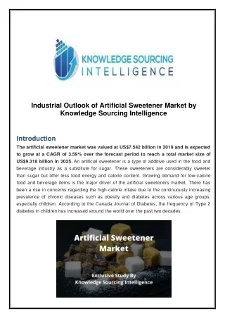 Exclusive Study on Artificial Sweetener Market
