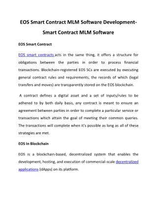eos smart contract mlm software development