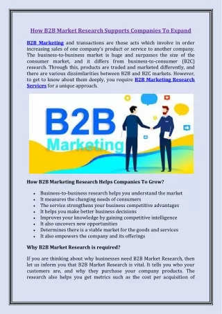 How B2B Market Research Supports Companies To Expand