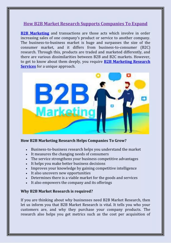 how b2b market research supports companies