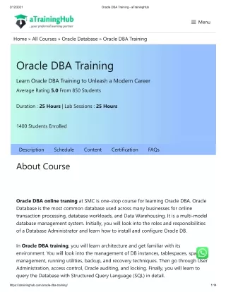 Oracle DBA Training