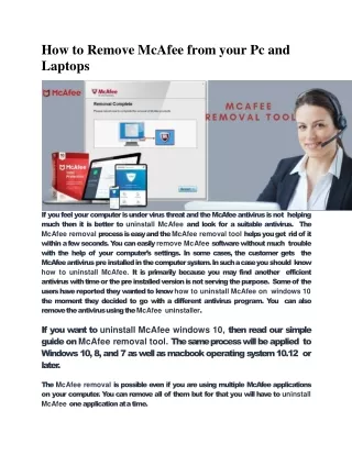 how to remove mcafee from your pc and laptops