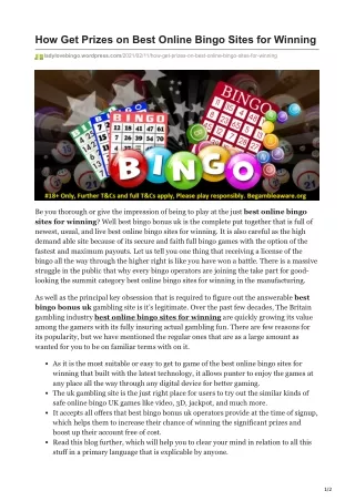 how get prizes on best online bingo sites