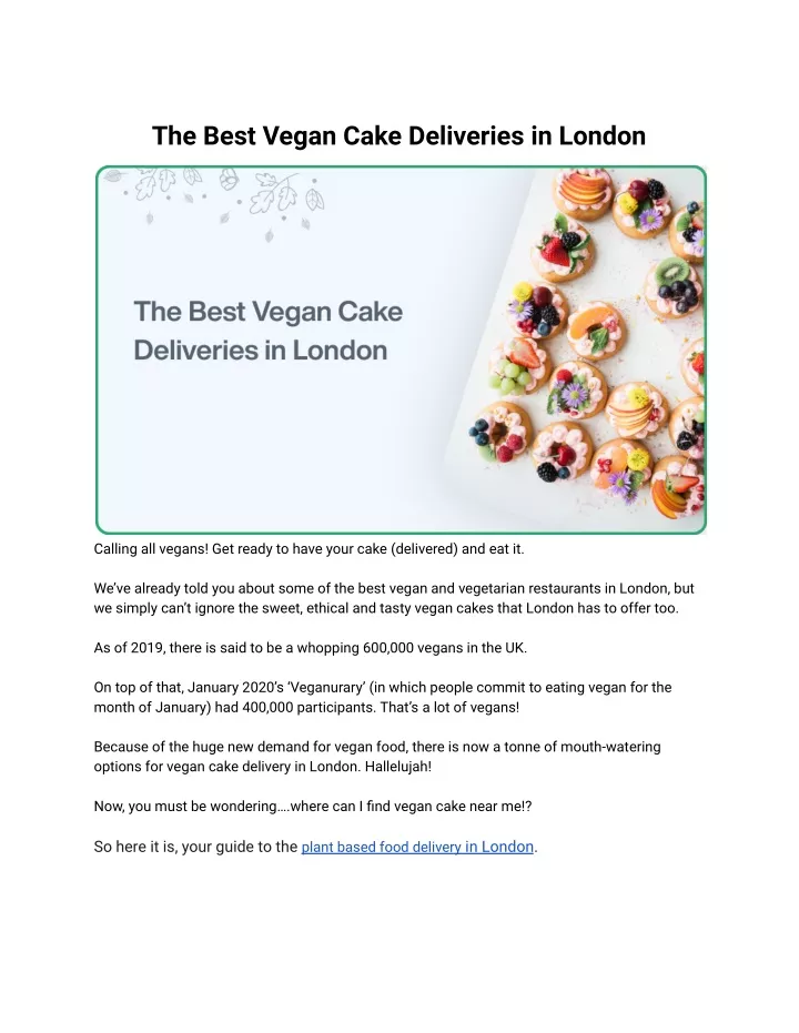 the best vegan cake deliveries in london