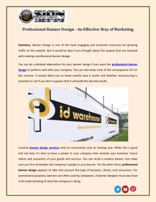 Professional Banner Design - An Effective Way of Marketing