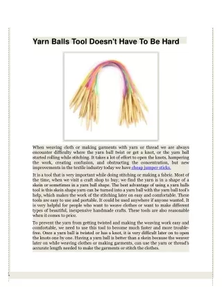 Yarn Balls Tool Doesn't Have To Be Hard