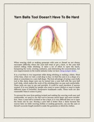 Yarn Balls Tool Doesn't Have To Be Hard