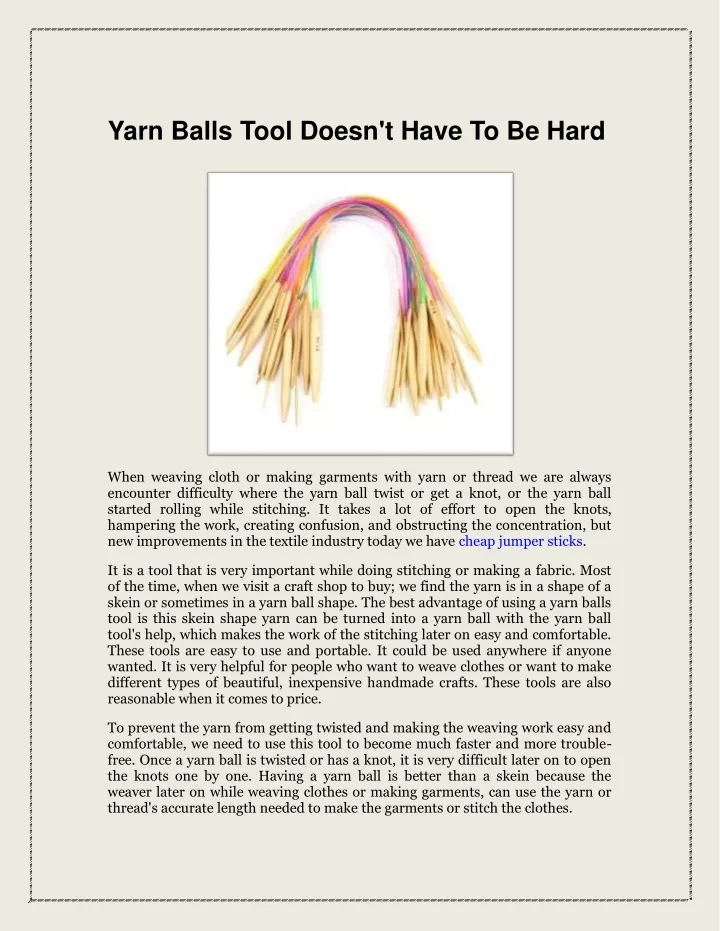 yarn balls tool doesn t have to be hard