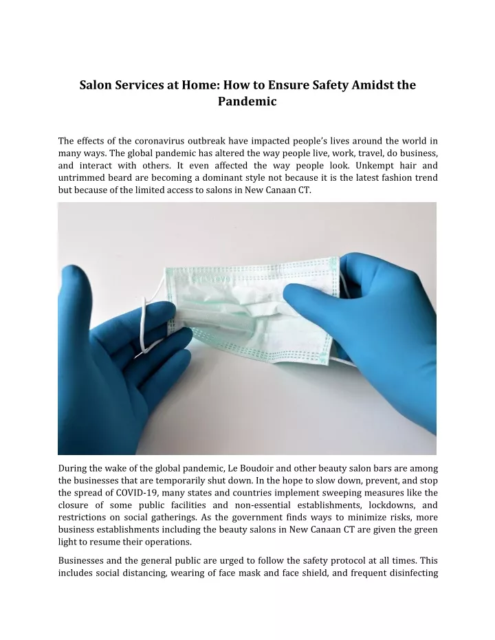 salon services at home how to ensure safety