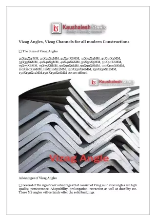 vizag angles vizag channels for all modern