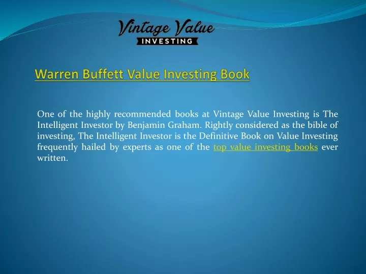 warren buffett value investing book