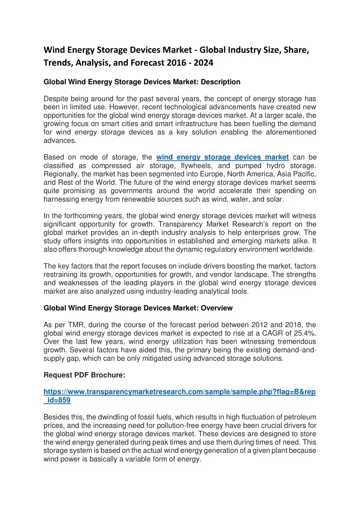 wind energy storage devices market global