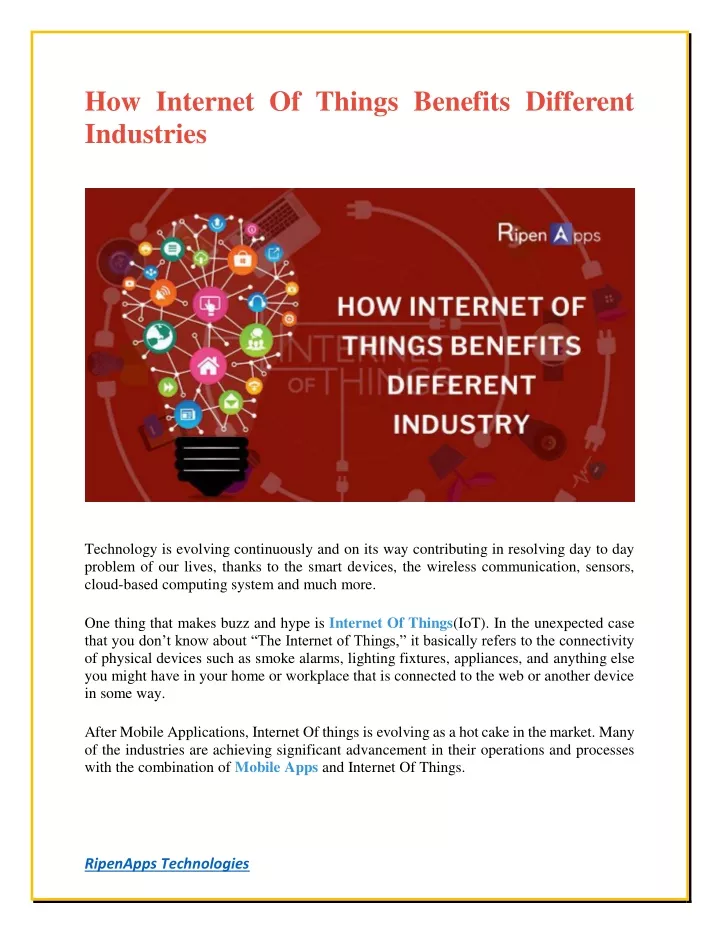 how internet of things benefits different