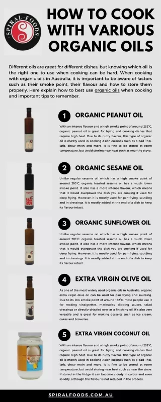 How to Cook with Various Organic Oils